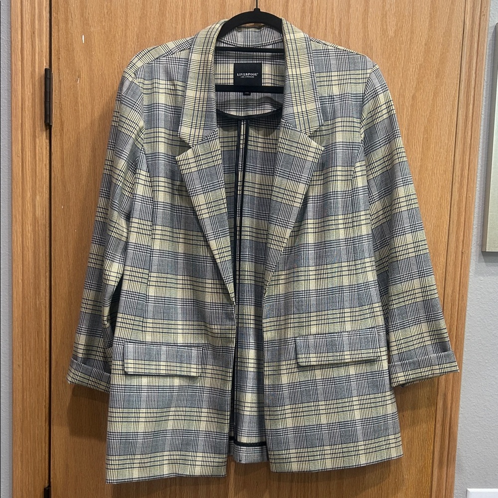 Liverpool Yellow and Gray Plaid Blazer